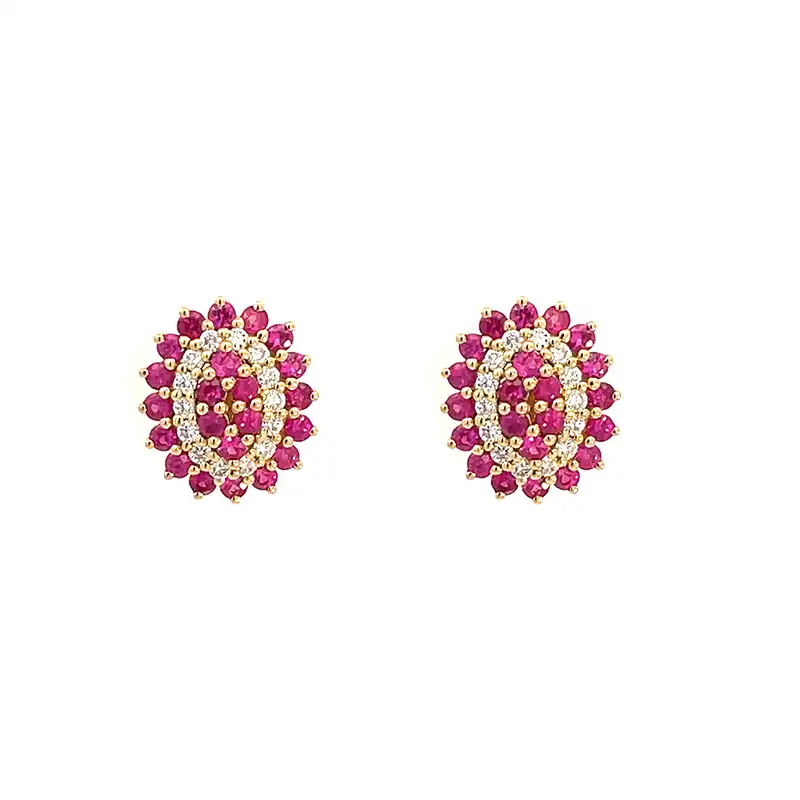 Oval Pendant Set Ruby, Diamond in 18K Gold